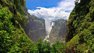 Waterfall distant view blue sky 3 - a distance free wallpaper