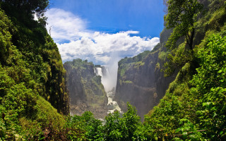 Waterfall distant view blue sky - a distance free wallpaper