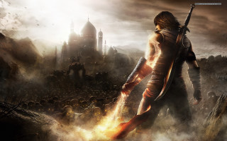 Man holding sword fantasy castle - a castle in the background free wallpaper