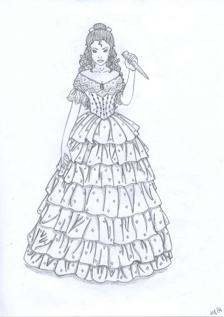 Woman dress sword hat drawing - concept design free wallpaper