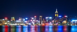 City skyline night lights bright 4 - a reflection of the water free wallpaper