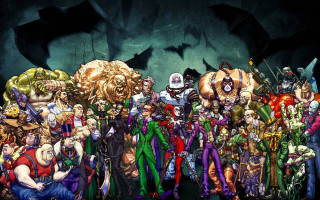 Clowns bat background flying overhead - underground comix free wallpaper