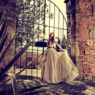 Woman dress stairs dog lap - a woman in a dress free wallpaper