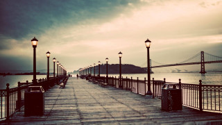 Pier light pole street lamps - a cloudy sky free wallpaper