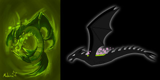 Green dragon black tail glowing - a green tail free wallpaper