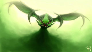 Green dragon large wings red - dragon art free wallpaper