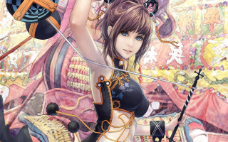 Woman sword helmet fantasy anime - her head and a sword free wallpaper