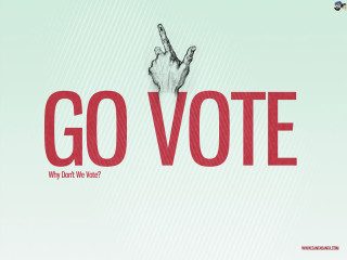 Peace sign go vote hand - international typographic style free wallpaper