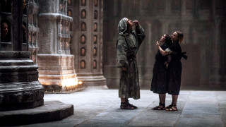 Woman man long dress building - movie still free wallpaper