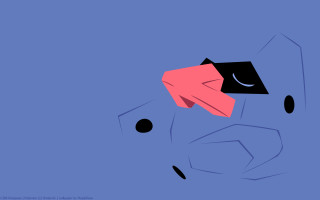 Man pink hat blue background - a drawing of a man free wallpaper