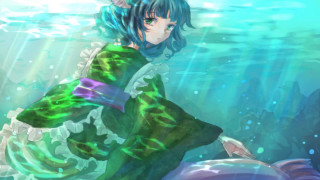 Woman green dress underwater fish - a fish free wallpaper