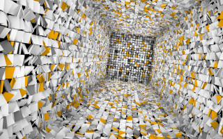 Large room cubes wall window - octane renderer free wallpaper