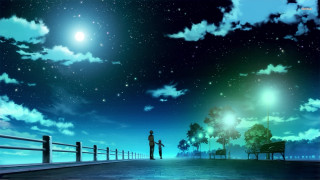 Man pier stargazing bench clouds - a pier free wallpaper