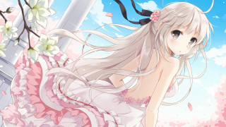 Woman dress long hair flower 2 - long hair and a flower free wallpaper