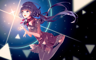 Girl dress flying star background - luminous free wallpaper