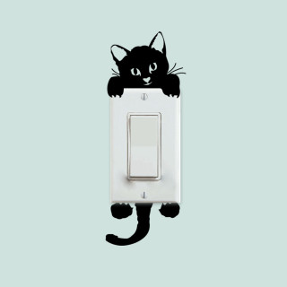 Black cat sitting light switch - concept art free wallpaper