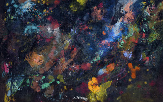 Flowers painting black background white - free abstract wallpaper
