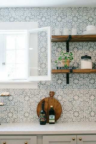 Kitchen window shelf bottles cutting - modern european ink painting free wallpaper