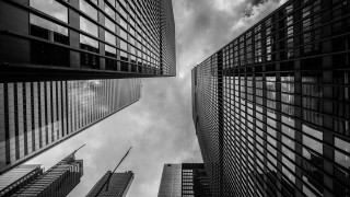 Black white tall buildings city - neoism free wallpaper