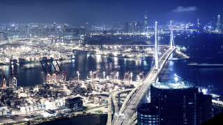 City night bridge water background 2 - a large body of water free wallpaper