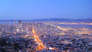 City tall buildings river nighttime 3 - new objectivity free wallpaper