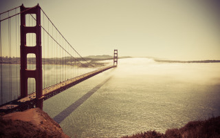 Golden gate bridge hill fog - golden free wallpaper