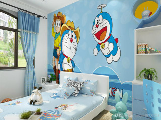 Cartoon themed bedroom blue comforter - a bedroom free wallpaper