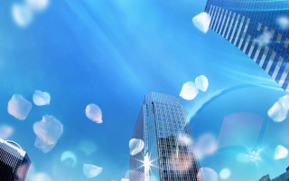 Blue sky buildings clouds background - a blue sky free wallpaper for desktop