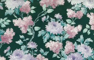 Green background pink purple flowers - the side of the wall free wallpaper