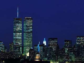 City skyline night lights plane 2 - frances jetter free wallpaper