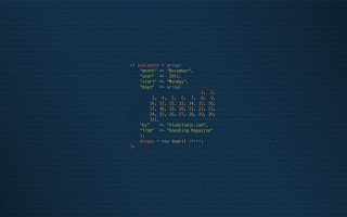 Computer screen blue background calendar - ascii art free wallpaper