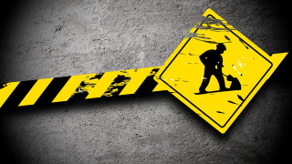 Yellow black sign walking mural - a sidewalk free wallpaper