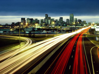 City skyline highway night light 2 - long exposure free wallpaper