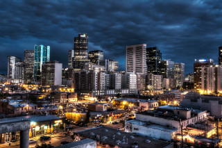 City skyline tall buildings night 6 - cleve gray free wallpaper