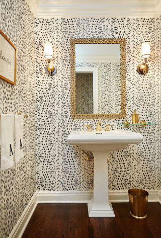 Bathroom sink mirror corner wooden - modern european ink painting free wallpaper