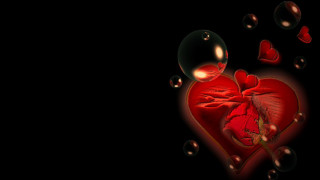 Heart bubbles black background red 2 - an airbrush painting free wallpaper for desktop