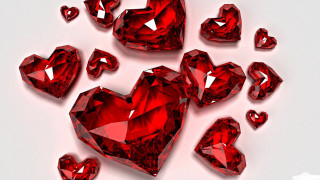 Red hearts white surface background - red free wallpaper