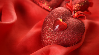 Red apple heart love bow - a red apple free wallpaper