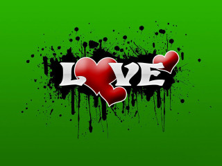 Green background red heart love 3 - felipe seade free wallpaper