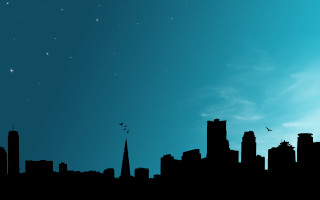 City skyline bird flying star - sky above free wallpaper