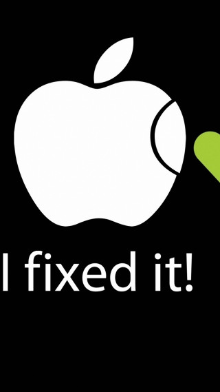 Black background green apple text - a leaf free wallpaper