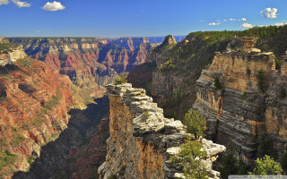 Canyon cliff trees blue sky 3 - a view of a canyon free wallpaper