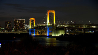 Bridge night city river lights - night free wallpaper