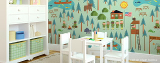 Child room wallpaper table chairs - digital art free wallpaper