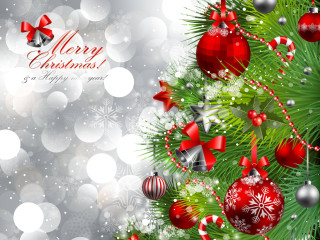 Christmas tree ornaments bow silver - naive art free wallpaper for desktop