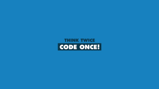 Blue background think twice code - sticker free wallpaper