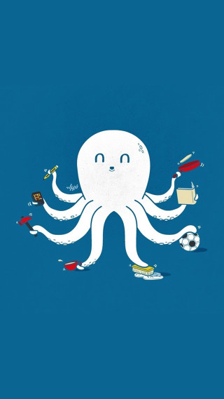 Octopus soccer ball blue background - chris labrooy free wallpaper