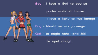 Girls group blue background english - single body free wallpaper
