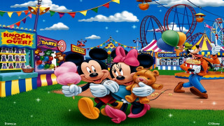 Mickey minnie carnival teddy bear - a pink bow free wallpaper