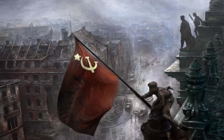 Man holding flag building statue 3 - a statue of a man free wallpaper